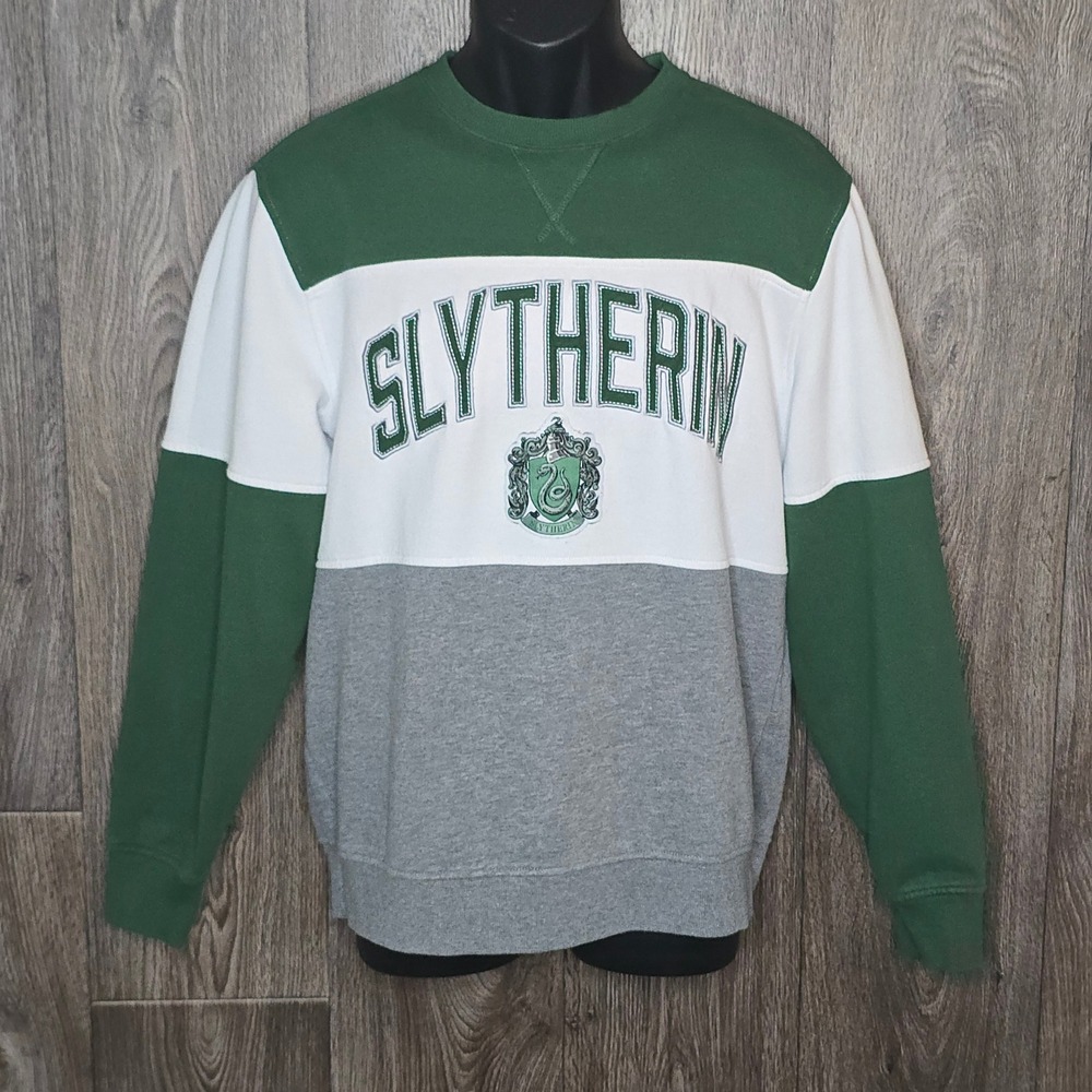 Harry Potter Slytherin Colorblock Sweatshirt S Green White Gray Mens Crewneck